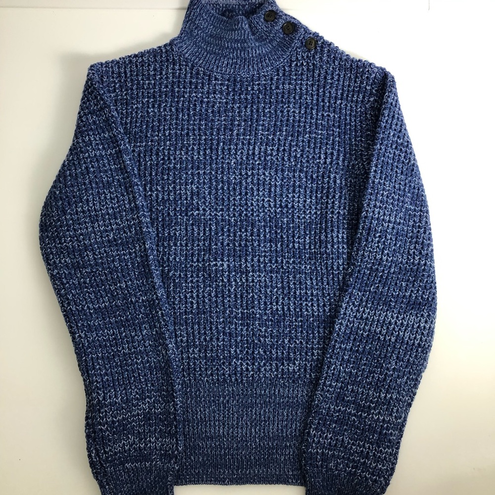 Gap Blue WAFFLE Button Sweater sz M